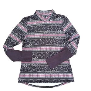 Balance Collection by Marika Gray Fair Isle Geo Print Athletic Long Sleeve Top
